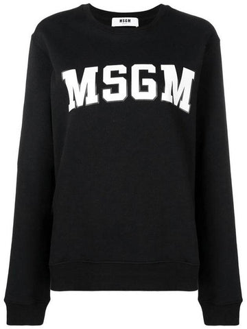 Women's Logo Print Sweatshirt Black - MSGM - BALAAN.