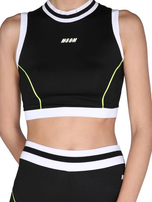 Logo Sports Bra Black - MSGM - BALAAN 5