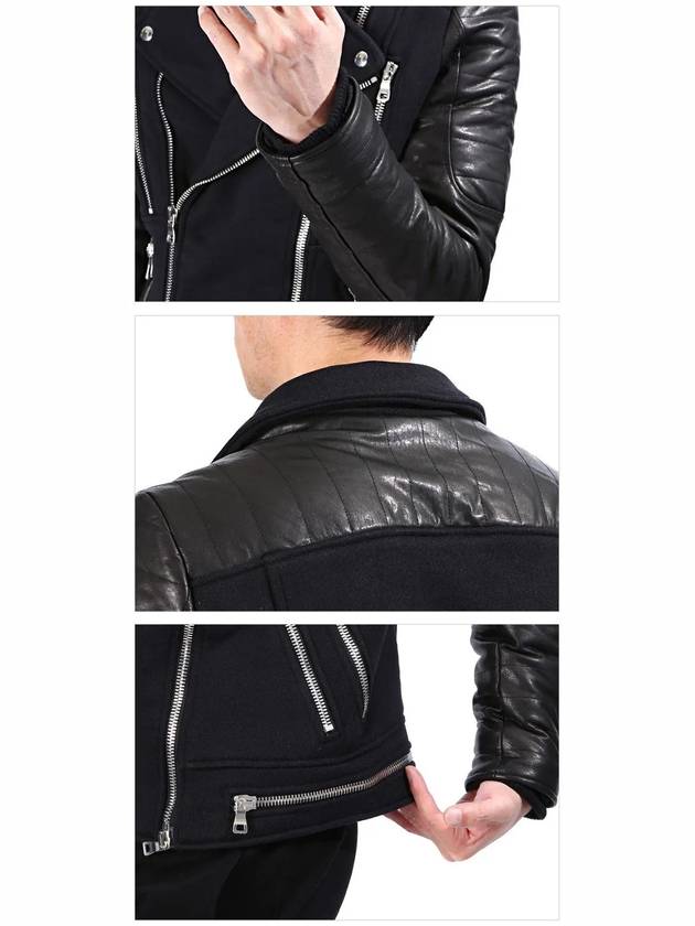 biker sheepskin jacket black - BALMAIN - BALAAN.