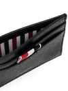 Stripe Note Compartment Pebble Grain Leather Card Wallet Black - THOM BROWNE - BALAAN 4