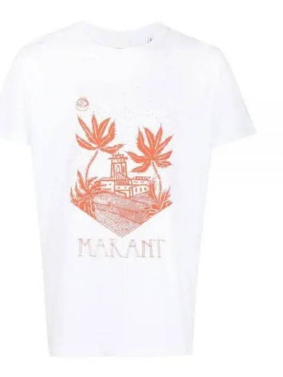 Men's Zafferh Printed Cotton Short Sleeve T-Shirt White - ISABEL MARANT - BALAAN 2