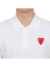 Red Double Heart Wappen Short Sleeve Polo Shirt White - COMME DES GARCONS - BALAAN 7