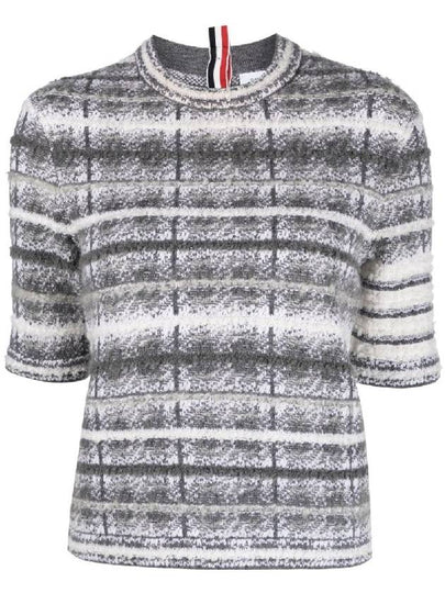 4 Bar Crew Neck Merino Mohair Knit Top Grey - THOM BROWNE - BALAAN 2