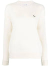 Logo Patch Crew Neck Knit Top White - LACOSTE - BALAAN 1