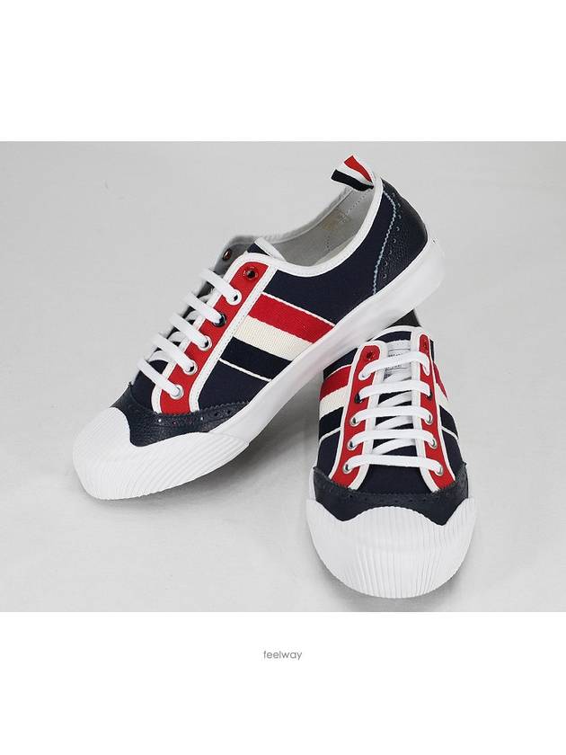 RWB Canvas Broguing Low Top Sneakers Blue - THOM BROWNE - BALAAN 2