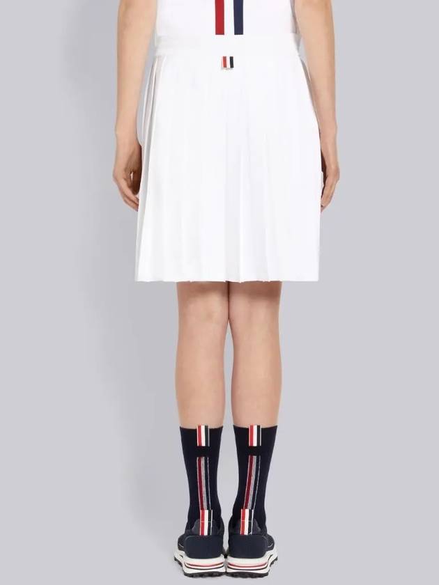 Side Stripe Dropback Mini Pleated Skirt White - THOM BROWNE - BALAAN 5