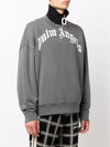 Men's Curved Logo Sweatshirt Grey - PALM ANGELS - BALAAN 5