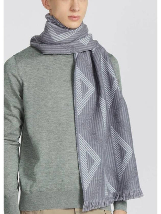 CD Diamond Jacquard Wool Muffler Grey - DIOR - BALAAN 2