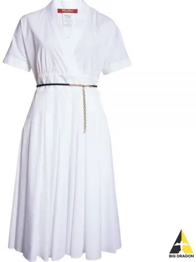 Alatri V-neck Cotton Long Dress White - MAX MARA - BALAAN 2