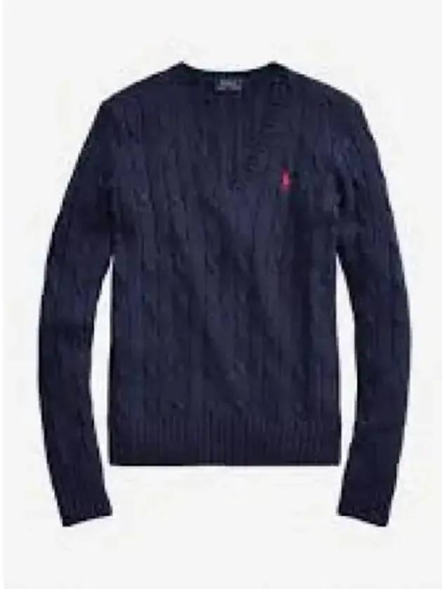 30 points W cable knit V neck sweater navy - POLO RALPH LAUREN - BALAAN 2