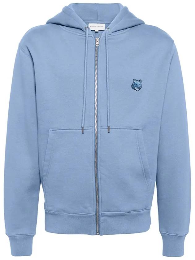 Bold Fox Head Patch Cotton Zip Up Hoodie Blue - MAISON KITSUNE - BALAAN 2