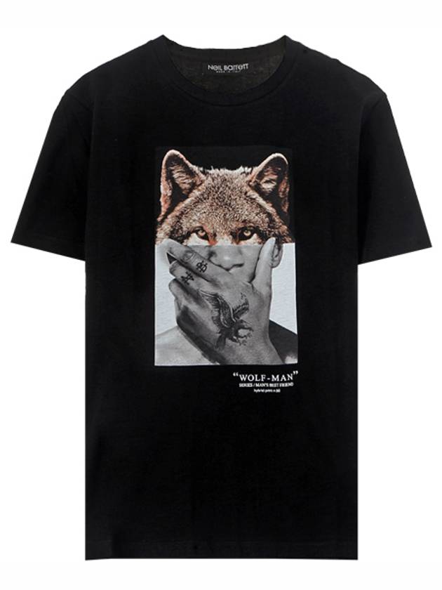 Wolfman Print Short Sleeve T-Shirt Black - NEIL BARRETT - BALAAN 2