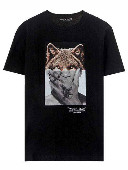 Wolfman Print Short Sleeve T-Shirt Black - NEIL BARRETT - BALAAN 2