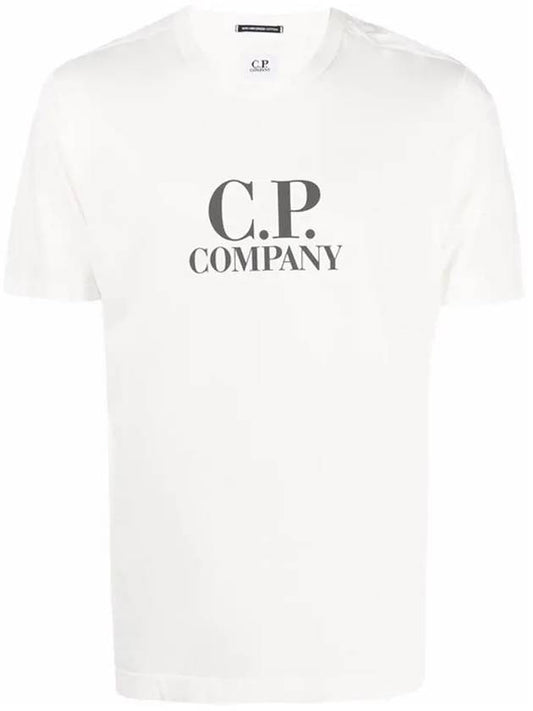 Men's Logo Printing Short Sleeve T-Shirt White - CP COMPANY - BALAAN 2