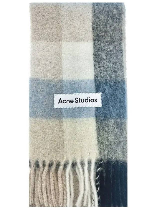 Check Mohair Muffler Blue Beige Black - ACNE STUDIOS - BALAAN 2