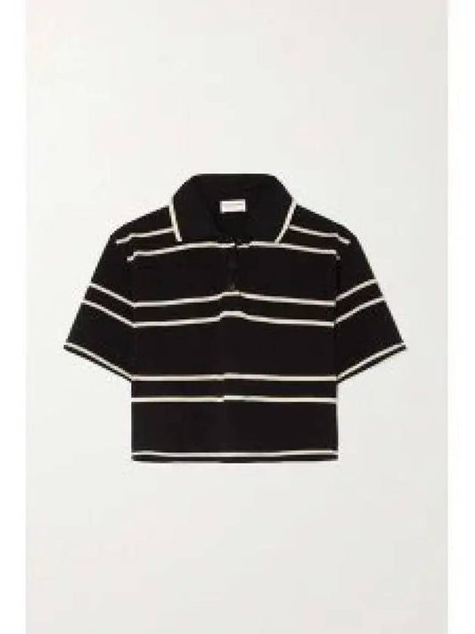 Striped Cotton Crop Polo Shirt 743666Y37IS1095 B0710288322 - SAINT LAURENT - BALAAN 2