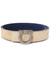 Gancini Reversible Leather Belt Navy - SALVATORE FERRAGAMO - BALAAN 3