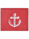 Anchor Peple Grain Leather Double Card Wallet Red - THOM BROWNE - BALAAN 1