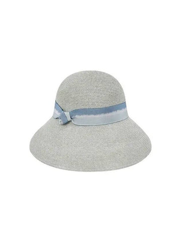 Women s Ribbon Straw Floppy Hat Melange Beige - EMPORIO ARMANI - BALAAN 1