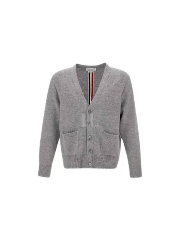 Brushed Effect Virgin Wool Cardigan Grey - THOM BROWNE - BALAAN 2