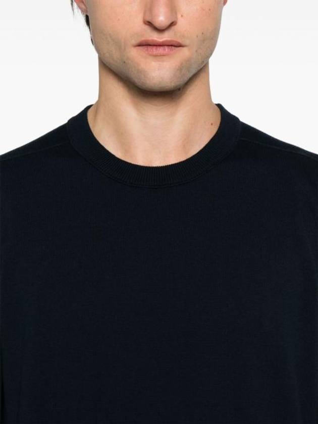 5100053 Soft Organic Cotton Small Roll Detail Crew Neck Knit Top Navy - STONE ISLAND - BALAAN 6