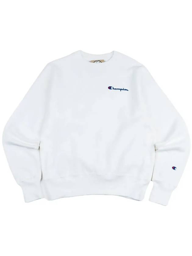 Reverse Weave Embroidered Script Men s Crew Neck White GF70 Y06819 WHC - CHAMPION - BALAAN 3