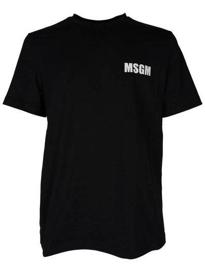 Back Logo Print Cotton Short Sleeve T-Shirt Black - MSGM - BALAAN 2