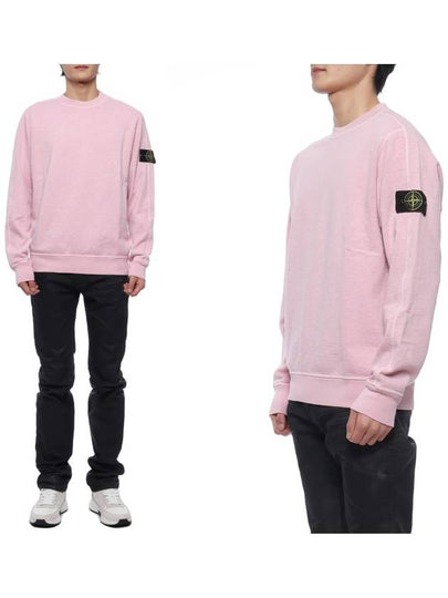 Logo Patch Crew Neck Sweatshirt Pink - STONE ISLAND - BALAAN 2