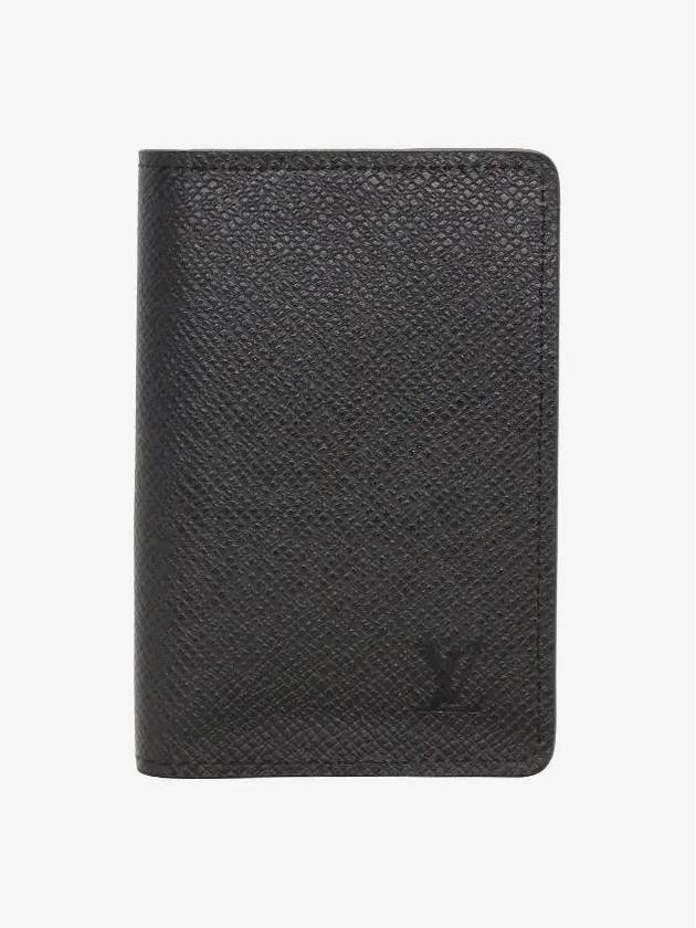 Pocket Organizer Taiga Leather Card Wallet Black - LOUIS VUITTON - BALAAN 2