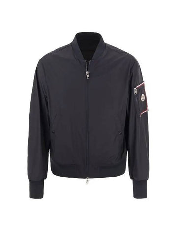 Men's Bharani Logo Patch Bomber Jacket Navy - MONCLER - BALAAN 1