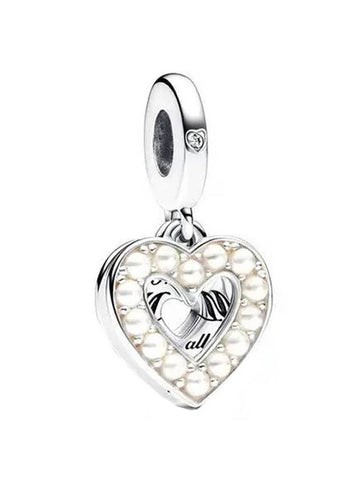 Pearlescent Heart Double Dangle Bracelet Charm Silver - PANDORA - BALAAN 1