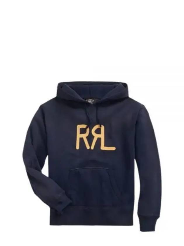 RRL Logo Print Pullover Hoodie Navy - POLO RALPH LAUREN - BALAAN 2