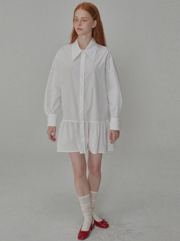 Cotton shirring mini shirt dress White - OPENING SUNSHINE - BALAAN 2