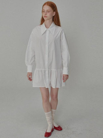 Cotton Shirring Mini Shirt Dress White - OPENING SUNSHINE - BALAAN 1