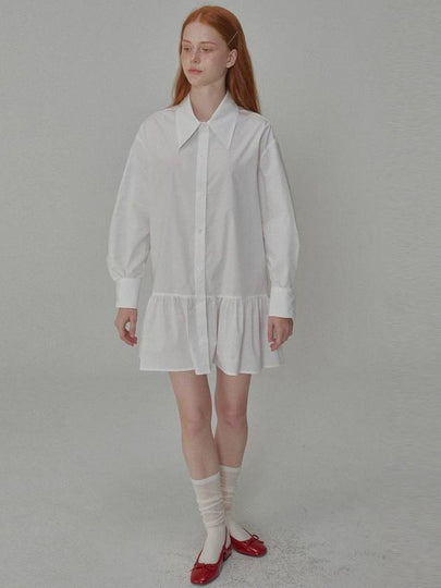 Cotton Shirring Mini Shirt Dress White - OPENING SUNSHINE - BALAAN 2