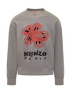 Drawn Varsity Embroidered Cotton Sweatshirt Grey - KENZO - BALAAN 1