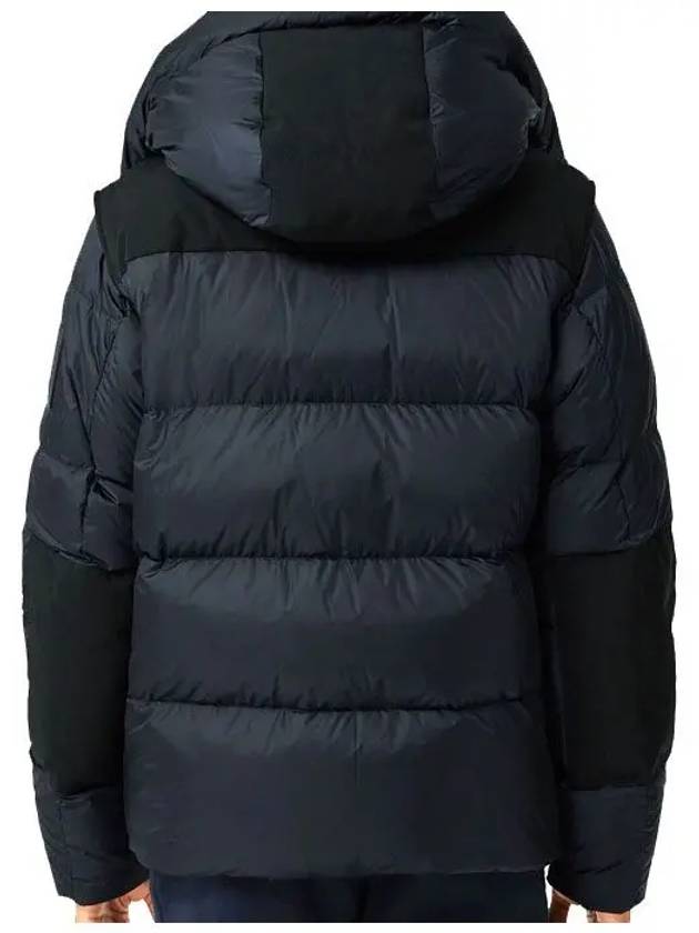 Detachable Sleeve Hooded Puffer Short Padded Jacket Navy - BURBERRY - BALAAN.